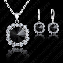 Conjunto de joyería de plata de primera ley y Circonia cúbica para mujer, Gargantilla y pendientes, colgante, plata esterlina 925, Color negro, gran oferta 2024 - compra barato