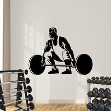 Hot Selling Gym Fitness Wall Sticker Sport Man Weightlifting Art Wall Decal Muscle Athletic Vinyl Art Wall Mural Y-557 2024 - buy cheap