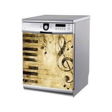 Atacado notas de música 3d auto-adesivo máquina de lavar louça geladeira freeze sticker criança arte geladeira capa da porta papel parede 2024 - compre barato