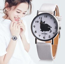 Vente quente relógio de pulso feminino, relógio analógico de quartzo para mulheres e meninas com pulseira de couro de gato 2024 - compre barato