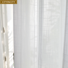 Cityincity cortina de tule listrado branco moderna para sala de estar estilo japonês tule para quarto tule macio para cozinha personalizado 2024 - compre barato