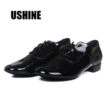 Black PU Low-heeled Jazz Shoes Zapatos De Salsa Mens Latin Dance Shoes For Men Tango Shoes 2024 - buy cheap