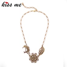 KISS ME Alloy Asymmetric Flowers Pendants Necklaces New Design Brand Jewelry Summer Retro Necklace 2024 - buy cheap