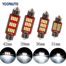 Feston-bombilla Led blanca para Interior de coche, de lectura DC12V luz de techo, sin Error, C5W, C10W, SV8.5, 4014, 12SMD, CANBUS, 4 Uds. 2024 - compra barato