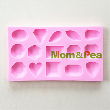Mom&Pea 1104 Free Shipping Gems  Silicone mold Cake Decoration Fondant Cake 3D Mold Food Grade 2024 - buy cheap