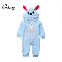 Cathery Autumn Winter Cartoon Newborn Kids Baby Boys Long Sleeve Stitch Zipper Hooded Romper Jumpsuit Outfits 2024 - buy cheap