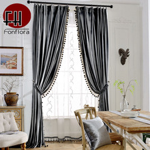 Europe Velvet Curtains For Living Room Luxury Curtains For Bedroom Solid Italy Velvet Fabric With Pom-pom Pendant Soft Drapes 2024 - buy cheap