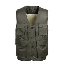 Fleece Multi Pocket Men Vest Winter Male Casual Warm Thick Solid Brand Waistcoat With Many Pocket Mens Tool Sleeveless Jacket 2024 - buy cheap