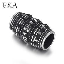 2 pçs tubo de aço inoxidável contas crânio grande buraco 8mm slider charme diy cordão de couro pulseira fazendo jóias acessórios 2024 - compre barato