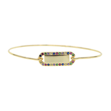 Medical Symbol bar Tag Bracelets & Bangles for Women's rainbow stones 56mm yellow gold color geometric bracelet 2024 - buy cheap
