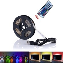 Tira de luces LED de 5V alimentada por USB, cinta impermeable SMD para iluminación de fondo de TV con control remoto, Color arcoíris, 60leds/m 2024 - compra barato