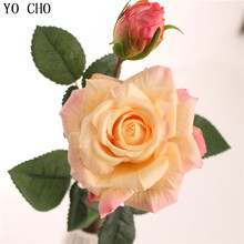 YO CHO искусственные цветы, дешевые пионы, латексные листья, настоящие на ощупь розы, шелковые цветы для дома украшения, DIY розы, свадебный букет 2024 - купить недорого