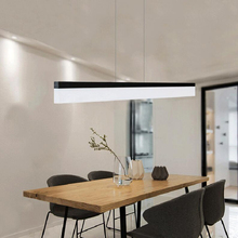 For office home bedroom dinning room Modern oblong rectangular line shape hanging lamp chandelier LED light with long strip 2024 - buy cheap