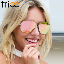 TRIOO-Gafas de sol reflectantes para mujer, Metal dorado, Color rosa, a la moda 2024 - compra barato