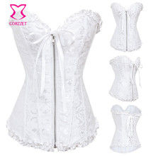 Vintage  Jacquard Floral Overbust Zipper Corsets For Women Waist Slimming Trainer Busiters Sexy Gothic Clothing Corsetto 2024 - buy cheap