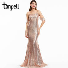 Tanpell spaghetti straps evening dresses pink cap sleeves sequins floor length gown cheap women party mermaid long evening dress 2024 - buy cheap