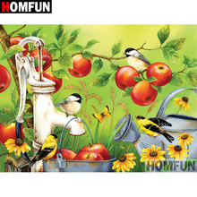 Homfun 5d pintura de diamante faça você mesmo quadrado completo/broca redonda "pássaro frutas" bordado ponto de cruz presente decoração de casa presente a08148 2024 - compre barato