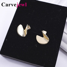 Carvejewl simple metal small stud earring Korea design gold plating cute spiral wave earring for women girl jewelry good quality 2024 - buy cheap
