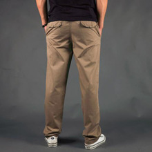 2019 Fashion Men Casual Pants 100% Cotton Solid Color Chinos Trousers Men Loose Cargo Pants Men Straight Pants pantalon homme 2024 - buy cheap