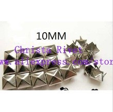 Tuerca de pirámide de plata de 10mm, Punk Rock remache, accesorio de dos garras, 1000 unids/lote, Envío Gratis 2024 - compra barato