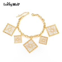 Популярный золотой браслет LongWay с квадратной подвеской, стильные летние женские браслеты с подвесками, ювелирные изделия Sbr160110 2024 - купить недорого