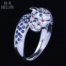 HELON Solid 10k White Gold Men Jewlery Natural Sapphire & Ruby Engagement New Design Ring Animal Stylish Jewelry Leopard Band 2024 - buy cheap