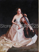 Картина маслом ручной работы, красивая китайская девушка с музыкальным инструментом, виолончель, фотокартина маслом для украшения гостиной 2024 - купить недорого