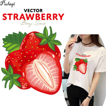 Pulaqi-Parches de transferencia térmica de dibujos animados de fresa para camisetas, apliques estampados de fruta DIY para el hogar, accesorios de ropa 2024 - compra barato