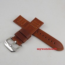 24mm brown genuine leather starp fit parnis 44mm 47mm mens watch 2024 - buy cheap
