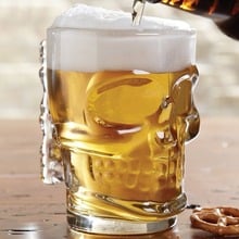 18 Ounce (500ml)1 Beer Juice Water Drinking Glass,Clear Heavy Base Glass Skull Face Drinking Mug cup with Glass Handles(00280) 2024 - buy cheap