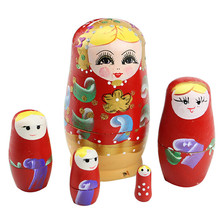 Bonecas de madeira paginhos para crianças, tamanho único, 5 unidades, babushka, matryoshka, pintada à mão, presente para crianças 2024 - compre barato