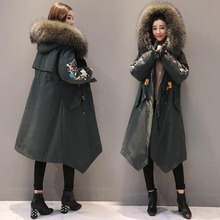 2018 New Thick Large Fur Collar Hooded Down Jacket Warm Loose Female Embroidery Women Coat Winter Jacket Women Parkas YP1250 2024 - buy cheap