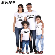 MVUPP одинаковые комплекты для семьи, футболка с надписью love big little man, Папа, мама и малыш, сын, дочка, мама, семейный вид, подарок на день отцов 2024 - купить недорого