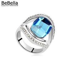 BeBella-anillo cuadrado de piedra para mujer, joya hecha con Cristales austriacos Swarovski en 3 colores, regalo de Navidad 2024 - compra barato