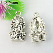 Julie wang 5-20 pçs ganesha encantos liga de prata antigo cor buda elefante deus pulseira pingente jóias fazendo acessório 2024 - compre barato