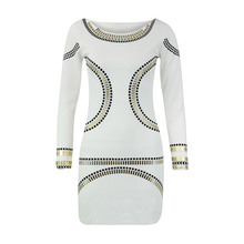 Free Shipping Long Sleeves Mini Sexy Nightclub Dress  Women O Neck Club Dress 2024 - buy cheap