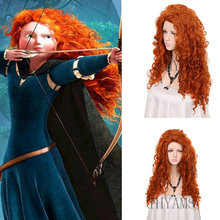 Movie Brave Long Curly Princess Merida Cosplay Wig 65cm Costume Orange Wigs Heat Resistance Fiber +Wig Cap 2024 - buy cheap