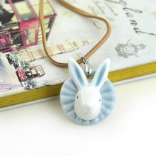 New fashion hand painting ceramics Cartoon lovely cute Rabbit Jewelry Necklace Pendant wholesale Free Shipping Christmas gift 2024 - buy cheap