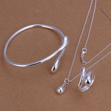 Silver color gorgeous fashion elegant refined luxury water drops hot selling three piece classic silver jewelry S331 2024 - buy cheap