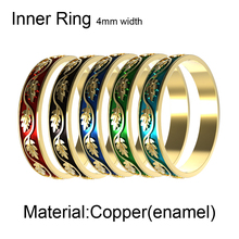 Floya leaf esmalte acessórios anel de cobre empilhável anel de ouro feminino 4mm intercambiáveis combinação banda 2024 - compre barato