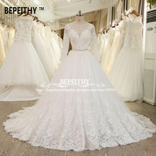 BEPEITHY-Vestido De fiesta De boda, Boda De Princesa con banda De cristal, manga larga, encaje, Novia, 2021 2024 - compra barato