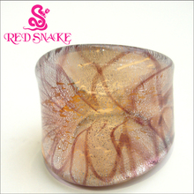 RED SNAKE Fashion Ring Pure Handmade silver color foil with brown line Technology Murano Glass Rings 2024 - buy cheap