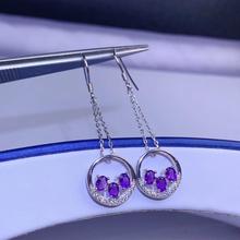 Special style, 925 Silver Natural Amethyst eardrop, tassel style, personality design, ladies'jewelry 2024 - buy cheap