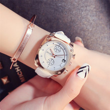 Reloj de marca de moda para hombre y mujer, reloj de lujo de acero dorado rosa y cuero, con calendario, resistente al agua, regalo para amantes 2024 - compra barato