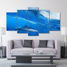 Canvas Pictures HD Printed Room Fashion Wall Art 5 Pieces Waves Blue Sea Shark Paintings Home Decor Animal Posters No Frame 2024 - buy cheap