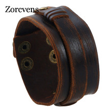 ZORCVENS-pulsera trenzada de cuero sintético para hombre y mujer, brazalete Estilo Vintage, Punk, marrón, 2021 2024 - compra barato