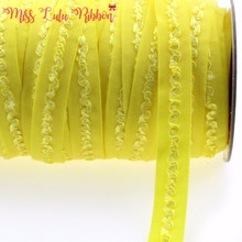 Laço plissado de limão sólido 5/8 "16mm fita elástica de crochê flor para cabelo artesanal acessórios de roupa ferramenta de costura 50 jardas 2024 - compre barato