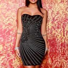 Sexy Strapless Diamonds Women Bandage Dress Bodycon Backless Mini Dresses Celebrity Party Club Sexy Sleeveless Zipper Vestido HL 2024 - buy cheap