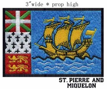 St. Pierre y Miquelon, Bandera de Francia, parche bordado de 3 "de ancho para logotipo pequeño/parche de jersey/planchar en el respaldo 2024 - compra barato