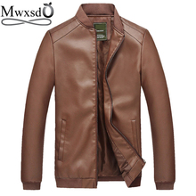 Mwxs Autumn Winter Mens Leather Jackets Men slim fit Motorcycle PU leather jacket for men stand collar jacket and coat 2024 - buy cheap